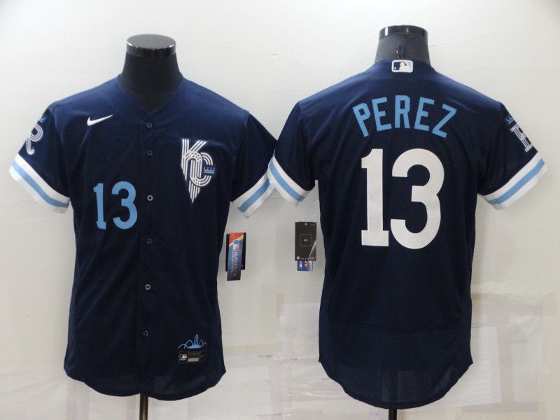 Men Kansas City Royals #13 Perez Blue City Edition Elite Nike 2022 MLB Jersey